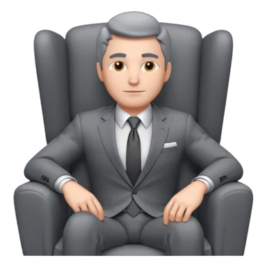 businessman sitting in an armchair, confident relaxed pose, formal suit and tie, professional corporate vibe, 3D cartoon style, mobile game icon style, clean background, no text, no watermark
 sticker