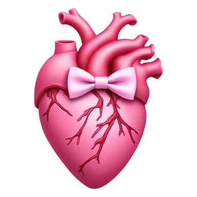 Pink anatomical heart pastel pink with pink bow tie on top sticker