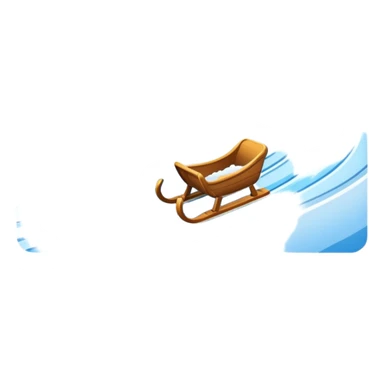 An icon showing a small sled down an icy track. The scene includes dynamic motion lines, icy curves, and a snowy mountain backdrop under a crisp blue sky. Transparent background emphasizes the speed and intensity of the sport. sticker