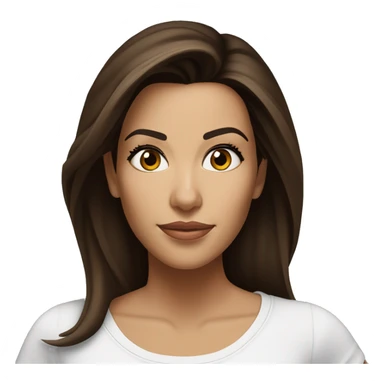 3/4 face, contrasted, shadow, light, Eva Longoria expression, standing from a distance, thin nose, brunette woman, hazel eyes, long eyelashes, dark shoulder shaded hair, white t-shirt, jeans, white sneakers sticker