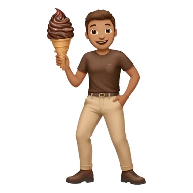 Man laughing with chocolate ice cream swirl on pants  sticker