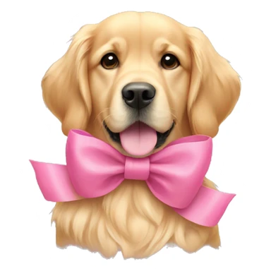 Golden retriever wearing pink bow sticker
