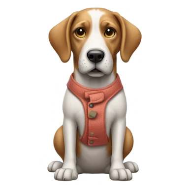 A standing dog with a joint and clothes sticker