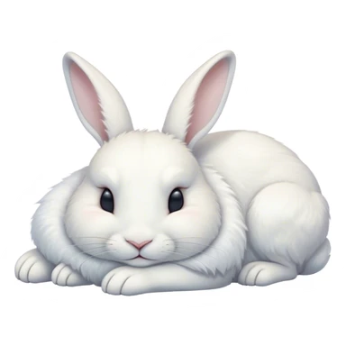 Meme-Worthy Cute Sleeping White Rabbit Portrait Emoji, Head resting peacefully with a contented smile, showcasing a delightfully compact build and a luxuriously soft pure white fur, eyes shut in a serene nap, Simplified yet hilariously adorable features, highly detailed, glowing with a soft, drowsy light, high shine, relaxed and utterly lovable, stylized with an air of playful laziness, bright and heartwarming, soft glowing outline, capturing the essence of a comically sleepy bunny, so meme-worthy it feels like it could instantly become the next viral sensation of adorable slumber! sticker