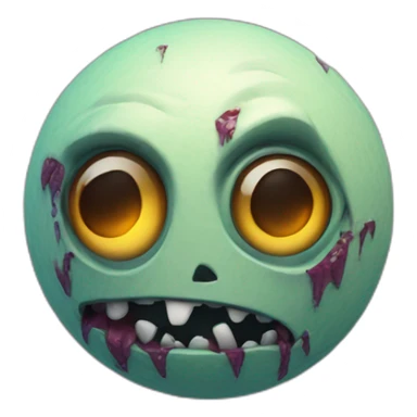 3d sphere with a cartoon Zombie skin texture with big courageous eyes sticker