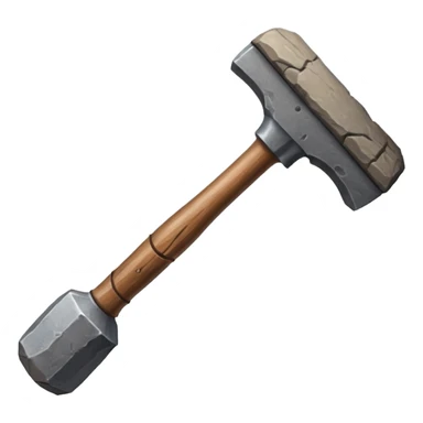 prehistoric hammer, rugged stone, short wooden handle sticker