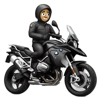 caricatura de un Motero saludando, Montado en una bmw f800r negra  sticker
