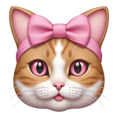 Tabby and white cat with boba eyes with pink bow on her head sticker