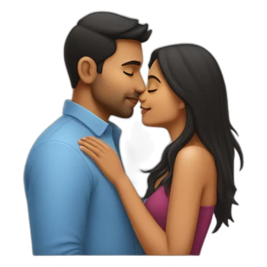 short Indian girlfriend kissing her caucasian boyfriend sticker