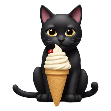 a black cat eating ice cream sticker