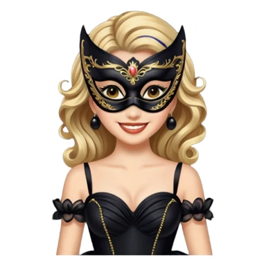 Black ball gown festival masquerade mask sticker