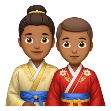 gay happy brown skin couple in hanfu sticker