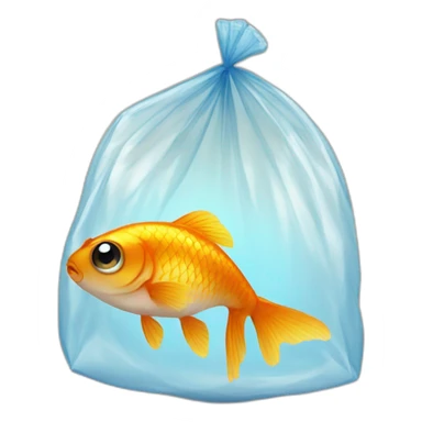 small cute gold fish with big eyes in a plastic bag sticker