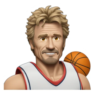 Johnny Halliday avec une maillot de basket sticker