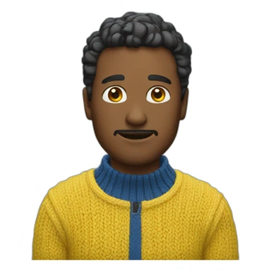 Man in blue and yellow sweater sticker