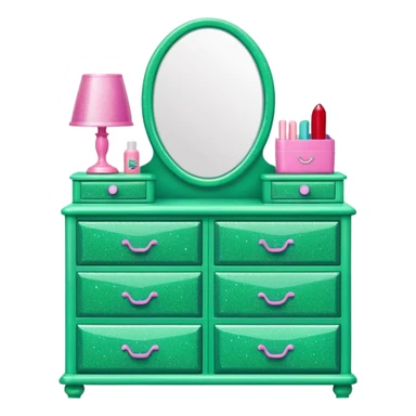 barbie dresser green with glitter sticker