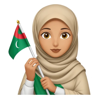 hijabi girl holding Algerian flag🇩🇿🇩🇿🇩🇿 sticker