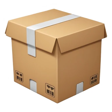Minimal line-art icon of a shipping box, simple modern style, clean outlines, slightly 3D, no background, transparent, represents “reselling / e-commerce / flipping items” sticker