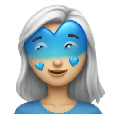 blue heart kiss sticker