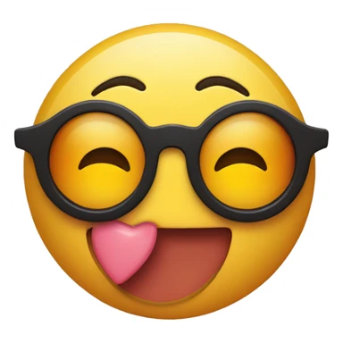 yellow circle emoji with one eye winking and one eye as a heart. they are covered by cool sunglasses and the emoji has a smile sticker