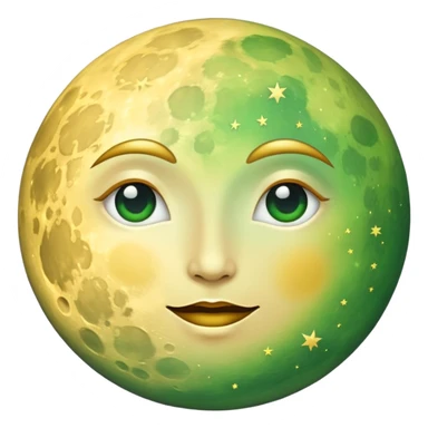 moon with golden and green shadows sticker