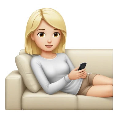 Blonde female on couch relaxing watching tv sticker