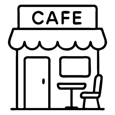 minimal line cafe icon with cozy atmosphere sticker