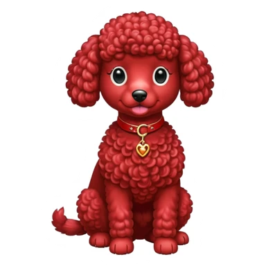 Red french poodle with a ruby collar  sticker