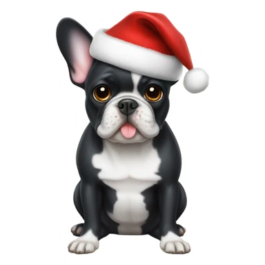 French bulldog with Christmas hat sticker