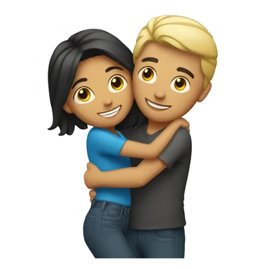 Blond man and hispanic woman hug each other sticker