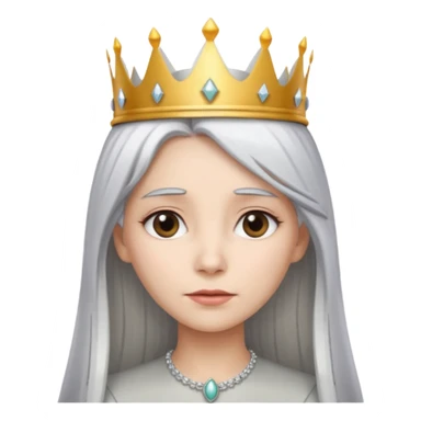 White silver straingt Long Haired Women, Queen with crown — soft expression sticker