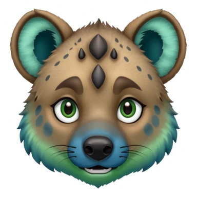 blue and green ombre hyena face sticker