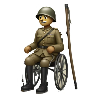 disabled ww1 soldie with amputation on crutches sticker