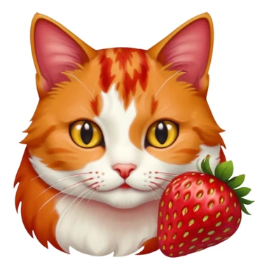 cat eating strawberries sticker