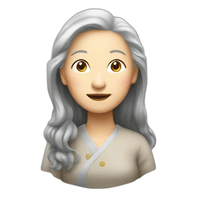 Chinese senior lady with long hair sticker