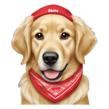 golden retriever wearing ohio state bandana sticker