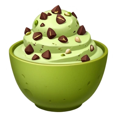 I want a emoji of pistachio ice cream with pistachio on top and some chocolate chips , make sure it’s in a bowl and aesthetic sticker