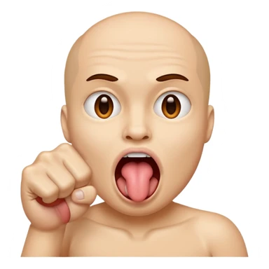 Tongue out face with two fists making a tube shape sticker