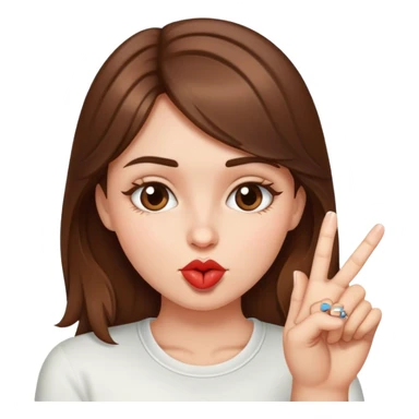brown haired girl portrait kissing her middle finger sticker