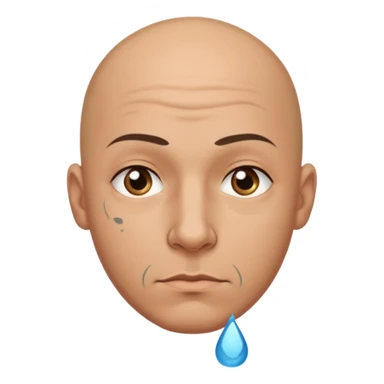 Bald man with drop tattoo under eye sticker