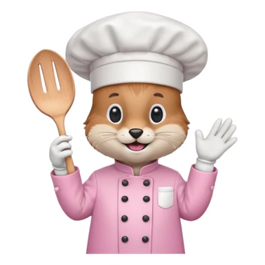 animal with pink chef costume sticker
