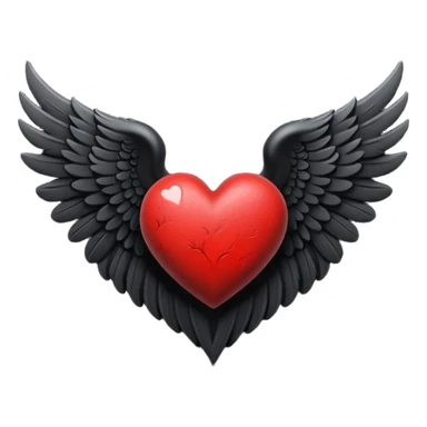 goth heart with a dark angel wing sticker
