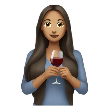  woman with long brunette hair drinking wine  sticker
