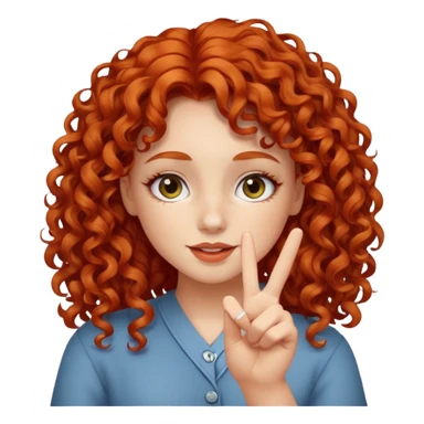 Redheaded girl with curly hair doing peace sign sticker