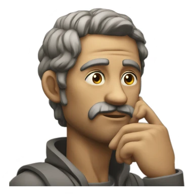 Stoic sitting and thinking with hand in his face cool pose sticker