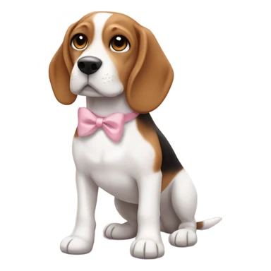 Cute beagle dog with short ears and is medium brown and white that's cute and a little chubby that is really cute that has a cute little baby pink bow on sticker