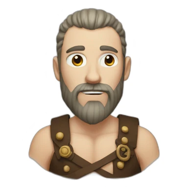 a man with white skin and a Viking beard and with a red line near the eye and who has no hair and looks like a Viking sticker
