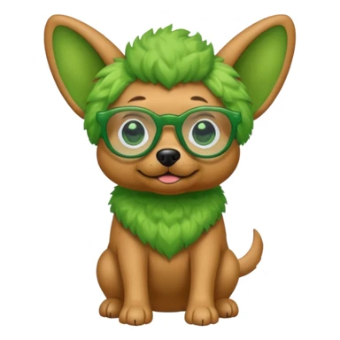 alien dog with folded ears green, wearing glassess sticker