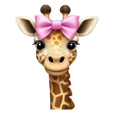 Giraffe wearing a pink bow sticker