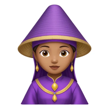 ancient vietnamese girl with dress and conical hat, purple sticker